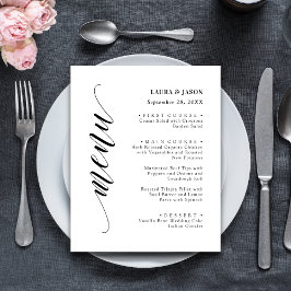 Classic Fancy Script Wedding Menu Kaart voor Bord