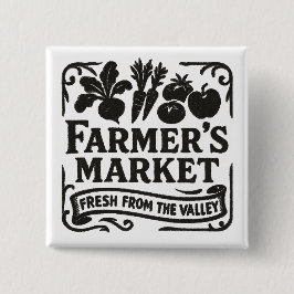 Classic Farmer’s Market – Fresh From the Valley Vierkante Button 5,1 Cm