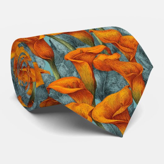 Classic Fathers Day Calla Lilies Flower Stropdas (Opgerold)