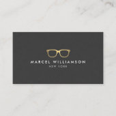Classic Faux Gold Eyeglasses Logo op Zwart Visitekaartje (Voorkant)