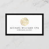 Classic Faux Gold Numbers Logo Accountant Visitekaartje (Voorkant)