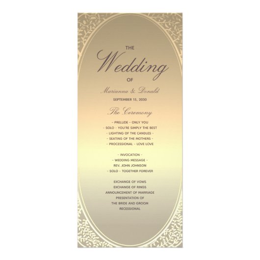 Classic Faux Gold Wedding Programma (Voorkant)
