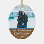 Classic Faux Wood 1st Christmas Wedding ornament (Rechts)