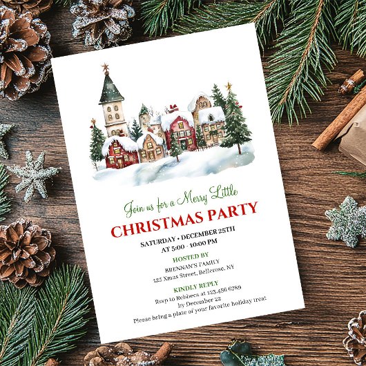Classic festive city Christmas party dinner invite Kaart