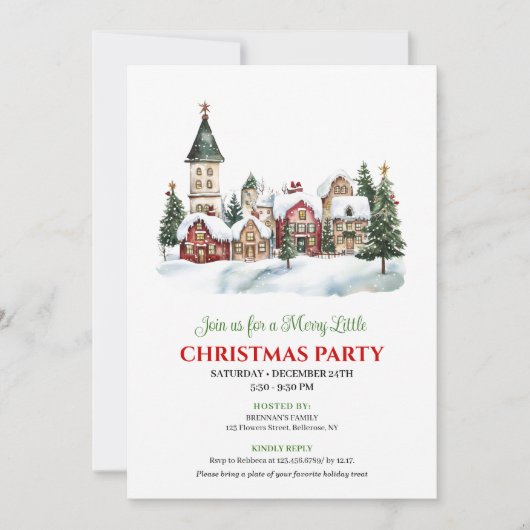 Classic festive city Christmas party dinner invite Kaart (Voorkant)