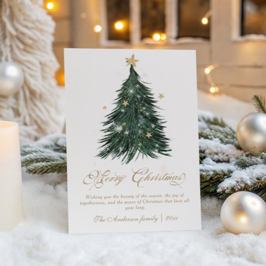 Classic Festive Gold Christmas Tree Feestdagenkaart