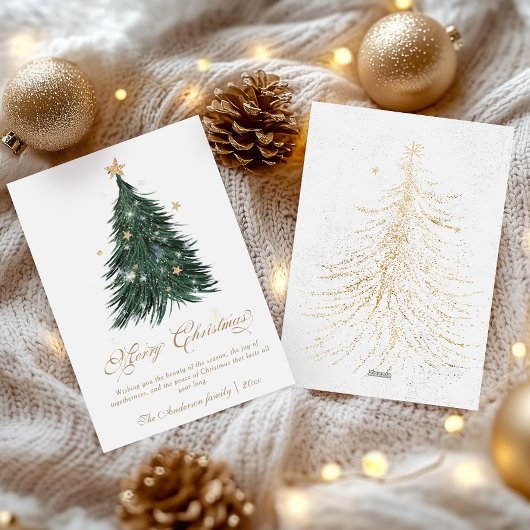 Classic Festive Gold Christmas Tree Feestdagenkaart