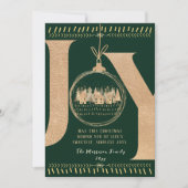 Classic Festive Touch Simple Green and Gold “JOY” Feestdagenkaart (Voorkant)