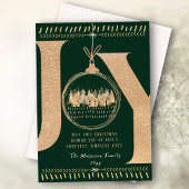 Classic Festive Touch Simple Green and Gold “JOY” Feestdagenkaart