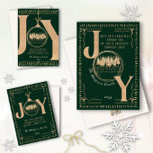Classic Festive Touch Simple Green and Gold “JOY” Feestdagenkaart