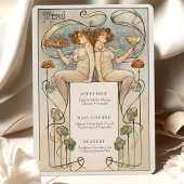 Classic Figuratieve Art Nouveau Wedding Menu Kaart