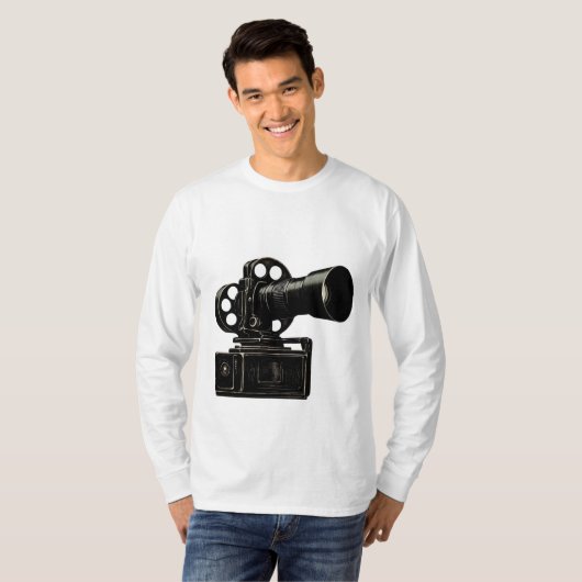 Classic Film Camera Silhouette T-Shirt (Voorkant volledig)