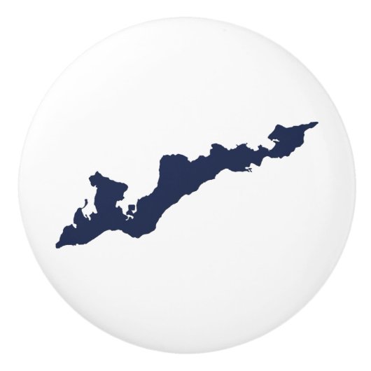 Classic Fishers Island Ceramic Knob - Navy Keramische Knop (Voorkant)