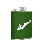 Classic Fishers Island Logo Flask - White on Green Heupfles (Rechts)