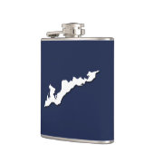Classic Fishers Island Logo Flask - White on Navy Heupfles (Links)