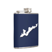 Classic Fishers Island Logo Flask - White on Navy Heupfles (Rechts)