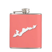 Classic Fishers Island Logo Flask - White on Pink Heupfles (Voorkant)