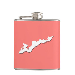 Classic Fishers Island Logo Flask - White on Pink Heupfles