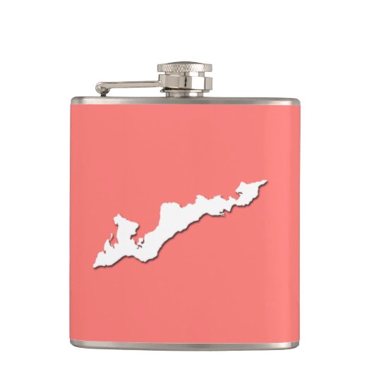 Classic Fishers Island Logo Flask - White on Pink Heupfles (Voorkant)