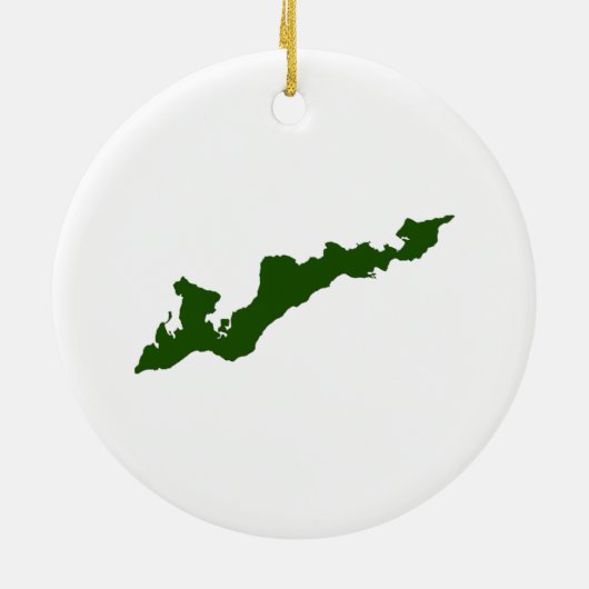 Classic Fishers Island Logo Ornament - Green (Achterkant)