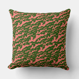 Classic Fishers Island Logo Pillow - Coral + Green Kussen