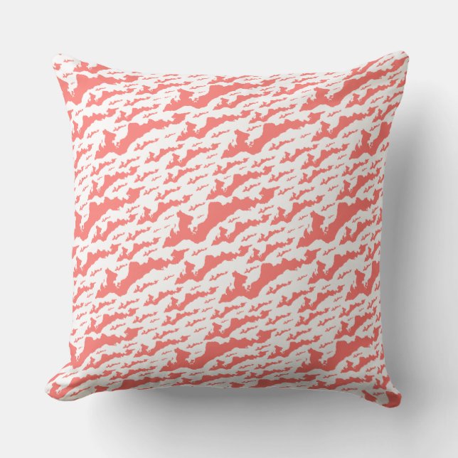 Classic Fishers Island Logo Pillow - Coral + White Kussen (Voorkant)
