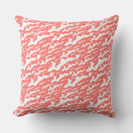Classic Fishers Island Logo Pillow - White + Coral Kussen