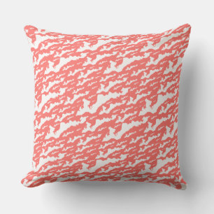 Classic Fishers Island Logo Pillow - White + Coral Kussen