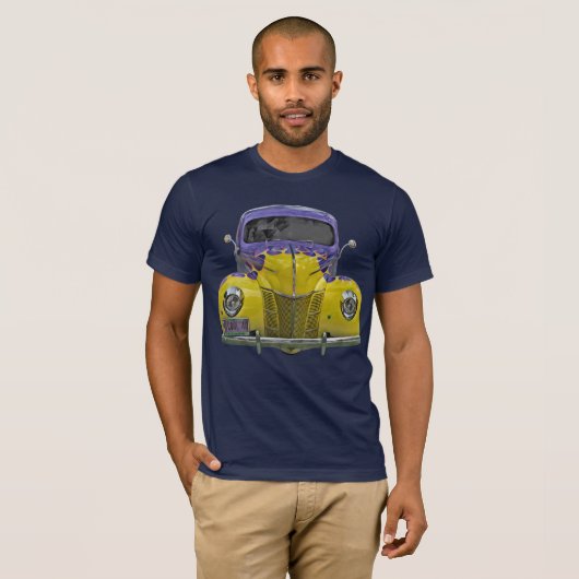 Classic Flaming Geel Hot Rod Abstract T-shirt (Voorkant volledig)