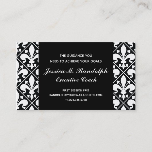 Classic Fleur de Lys Executive Zwart-wit Visitekaartje (Voorkant)