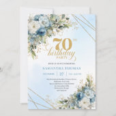 Classic Floral 70th Birthday Party Invitation Kaart (Voorkant)