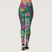 Classic Floral Art Roze Groen  Stijl Leggings (Achterkant)