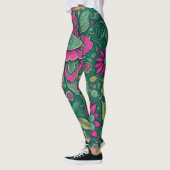 Classic Floral Art Roze Groen  Stijl Leggings (Links)