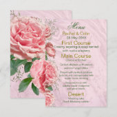 Classic Floral Blush Greenery Wedding Menu (Voorkant / Achterkant)