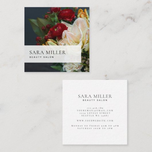 Classic Floral Bouquet Vierkante Visitekaartje (Voorkant / Achterkant)