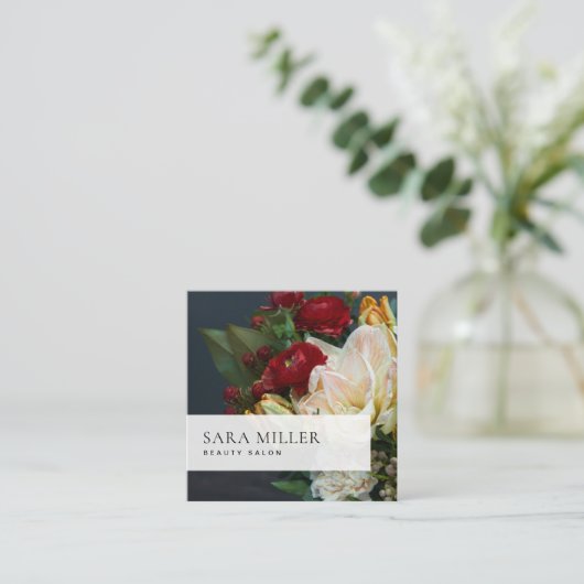 Classic Floral Bouquet Vierkante Visitekaartje (Staand voorkant)
