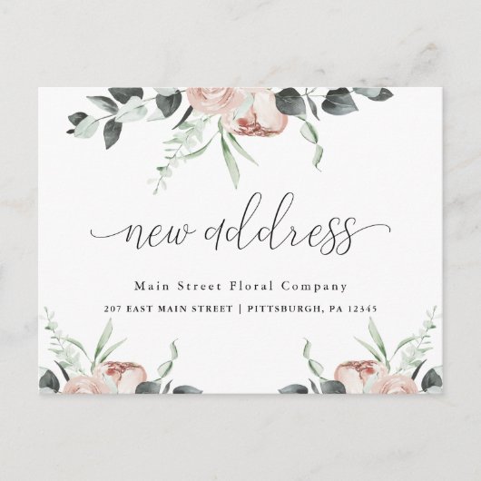Classic Floral Business Verhuisaankondiging Briefkaart (Voorkant)