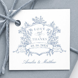 Classic Floral Crest Dusty Blue Love & Bedankt Bedankjes Labels