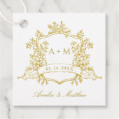 Classic Floral Crest Gold Wedding Bedankt Bedankjes Labels (Voorkant)