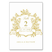 Classic Floral Crest Gold Wedding Kaart (Voorkant)