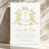 Classic Floral Crest Gold Wedding Save The Date