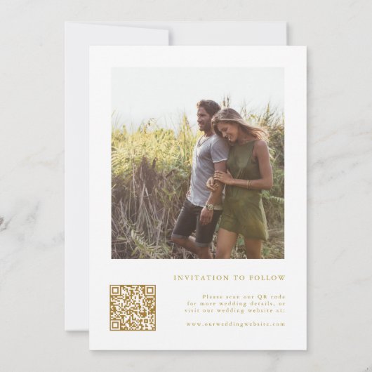 Classic Floral Crest Gouden Trouwfoto Save The Date (Achterkant)