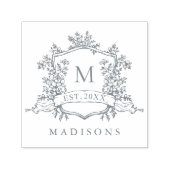 Classic Floral Crest Monogram Zelfinktende Stempel (Design)