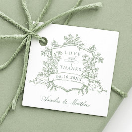 Classic Floral Crest Sage Green Love & Bedankt Bedankjes Labels
