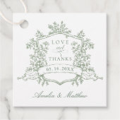 Classic Floral Crest Sage Green Love & Bedankt Bedankjes Labels (Voorkant)