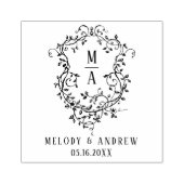 Classic Floral Crest Wedding Rubberstempel (Afrduk)
