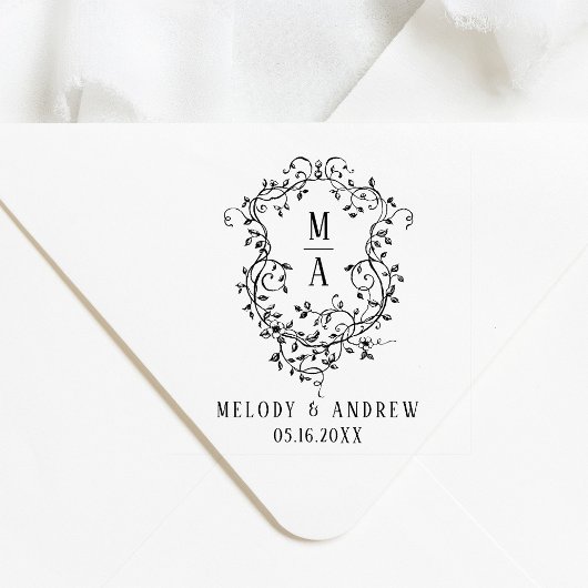Classic Floral Crest Wedding Zelfinktende Stempel