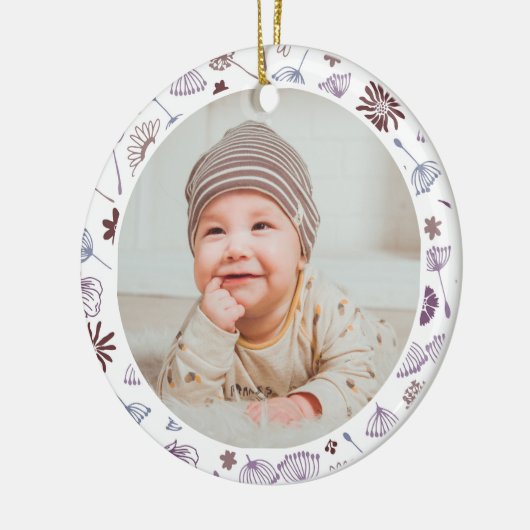 Classic Floral Frame Baby's First Christmas Keramisch Ornament (Links)