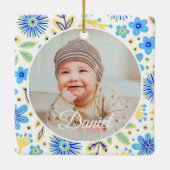 Classic Floral Frame Baby's First Christmas Keramisch Ornament (Achterkant)