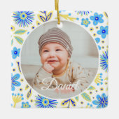 Classic Floral Frame Baby's First Christmas Keramisch Ornament (Voorkant)